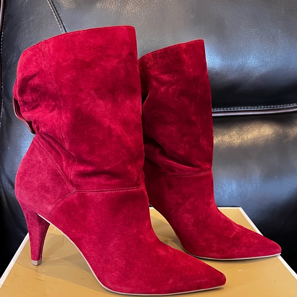 Michael Kors Carey leather booties in Red